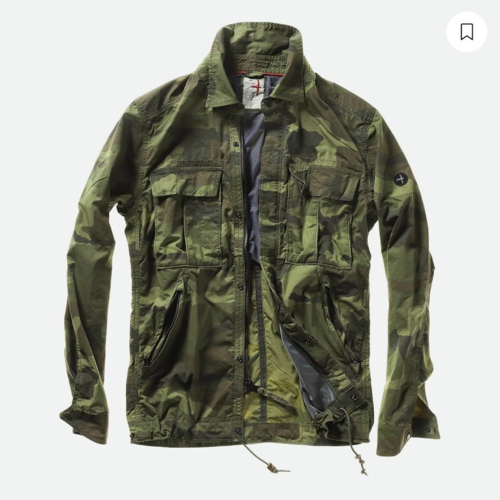Relwen Sailcloth Tanker jacket in Camo Olive